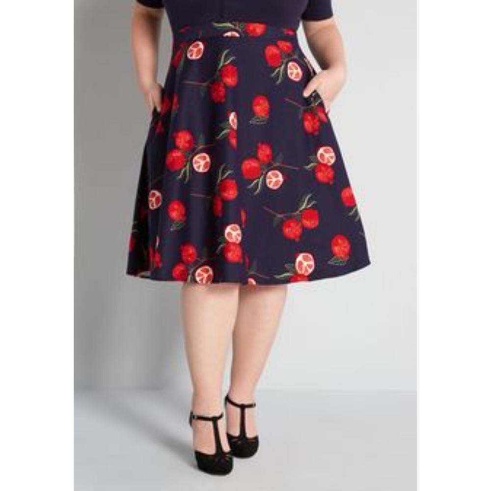 Modcloth x Collectif Peaceful Pomegranate Swing Skirt
